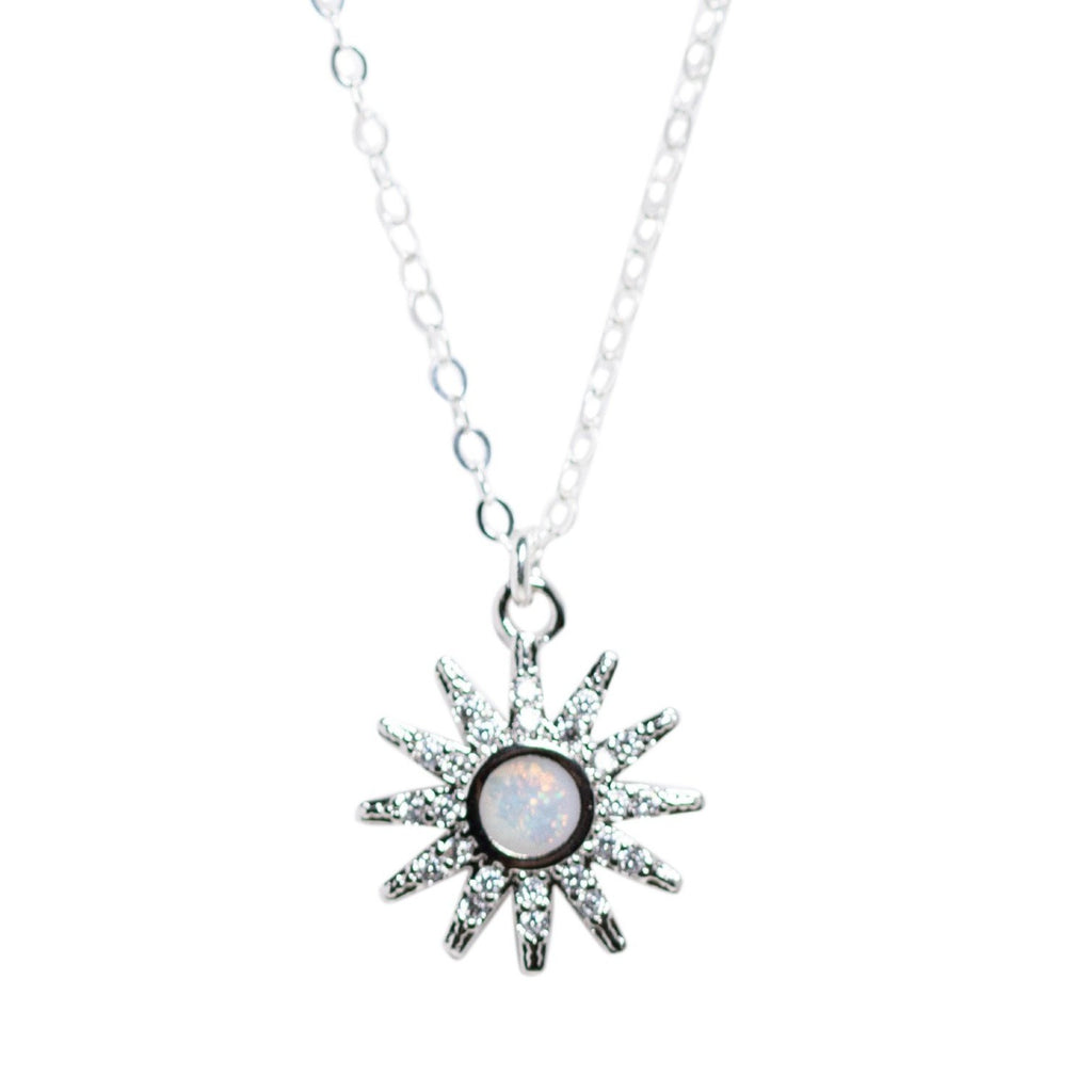 CZ and Opal Star Necklace in Silver