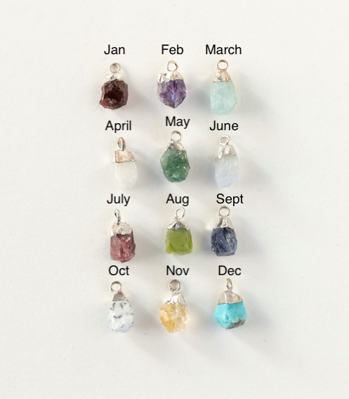 Additional Rough Cut Birthstones in Silver