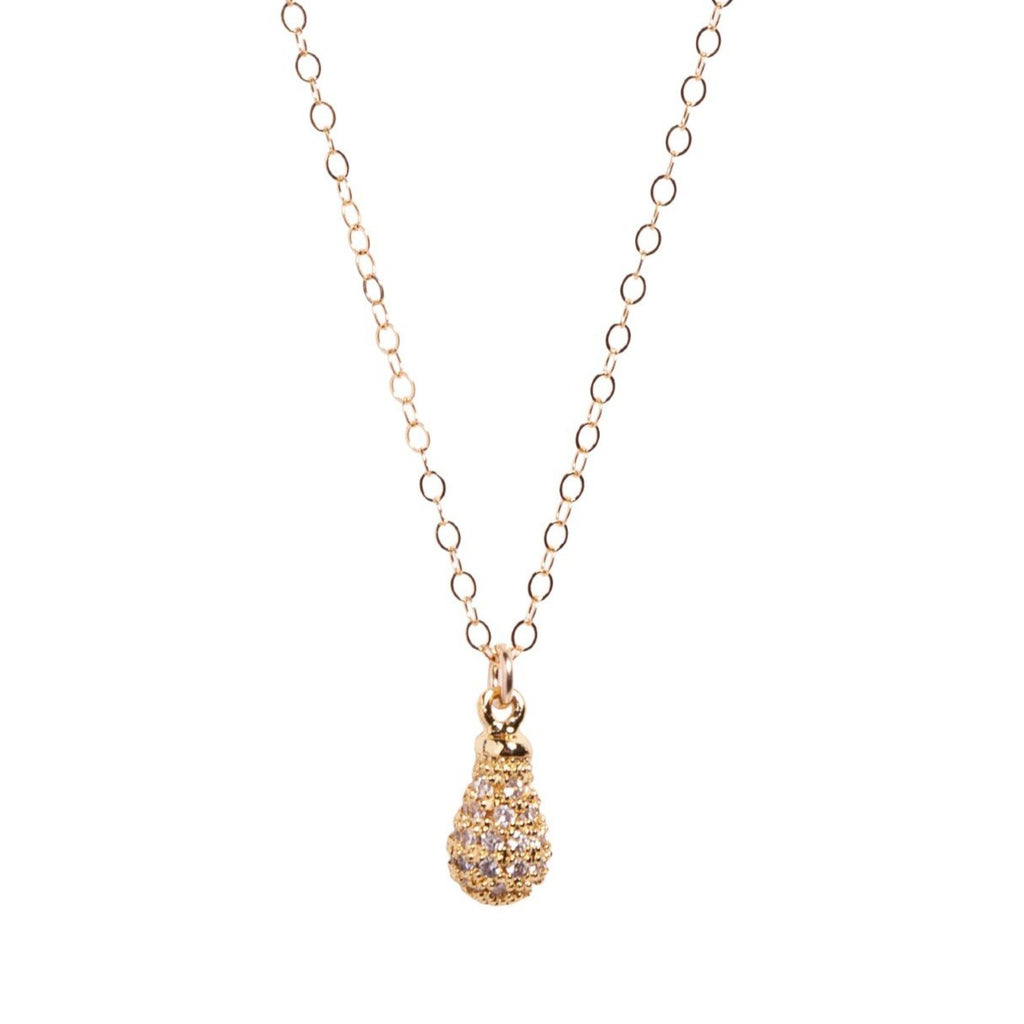 Gold CZ Teardrop Necklace