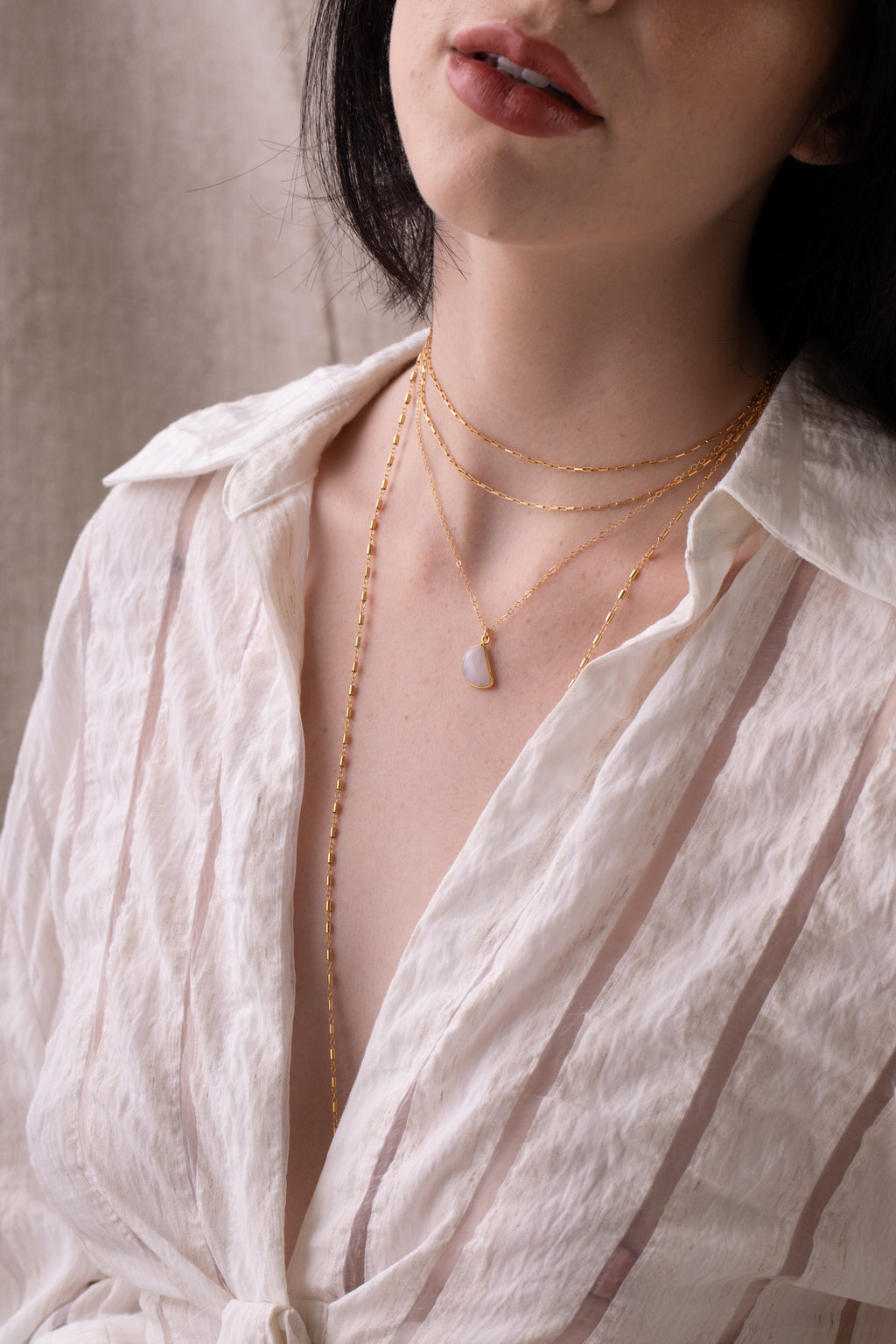 Half Moon Necklace in Moonstone