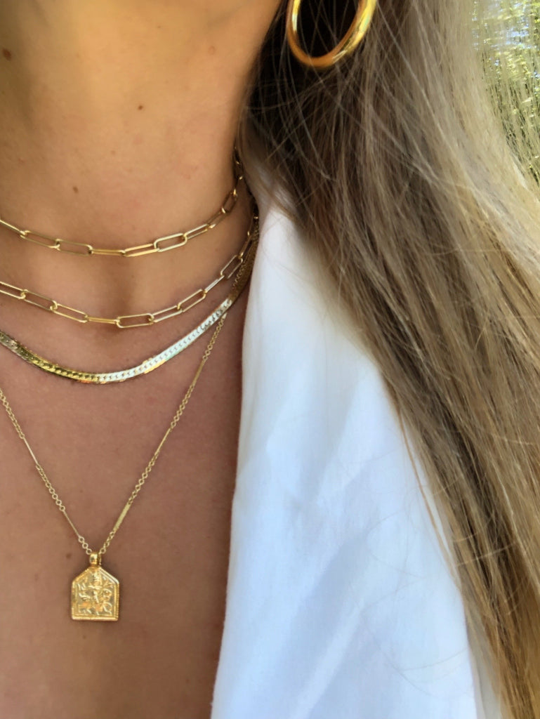 Rectangle Link Layering Chain - Waffles & Honey Jewelry