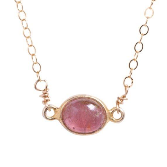 Margaret Necklace in Pink Tourmaline - Waffles & Honey Jewelry