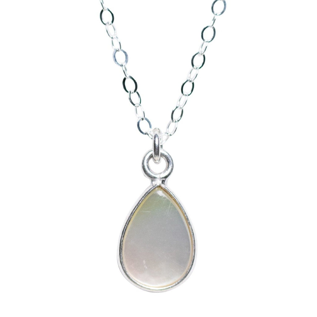 Mini Pearl Teardrop Necklace in Silver