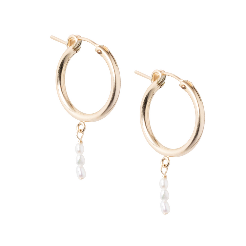 Petite Ginger Pearl Hoops