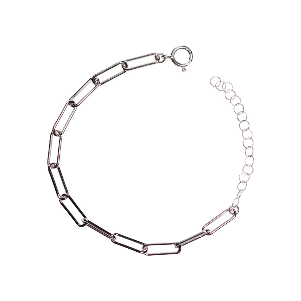 Rectangle Link Chain Bracelet in Silver
