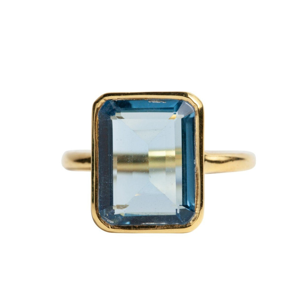 Rectangle Ring in Blue Topaz