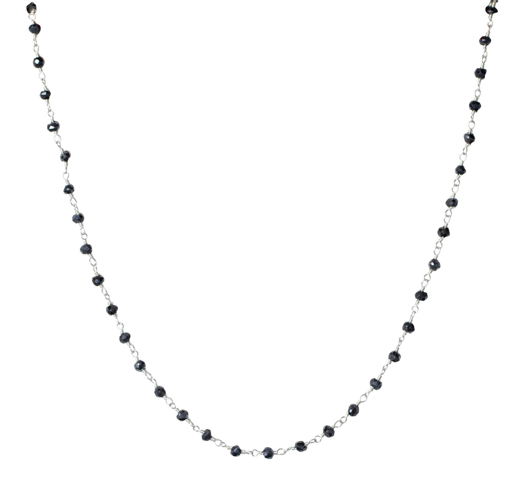 Blue Spinel Rosary Choker in Silver