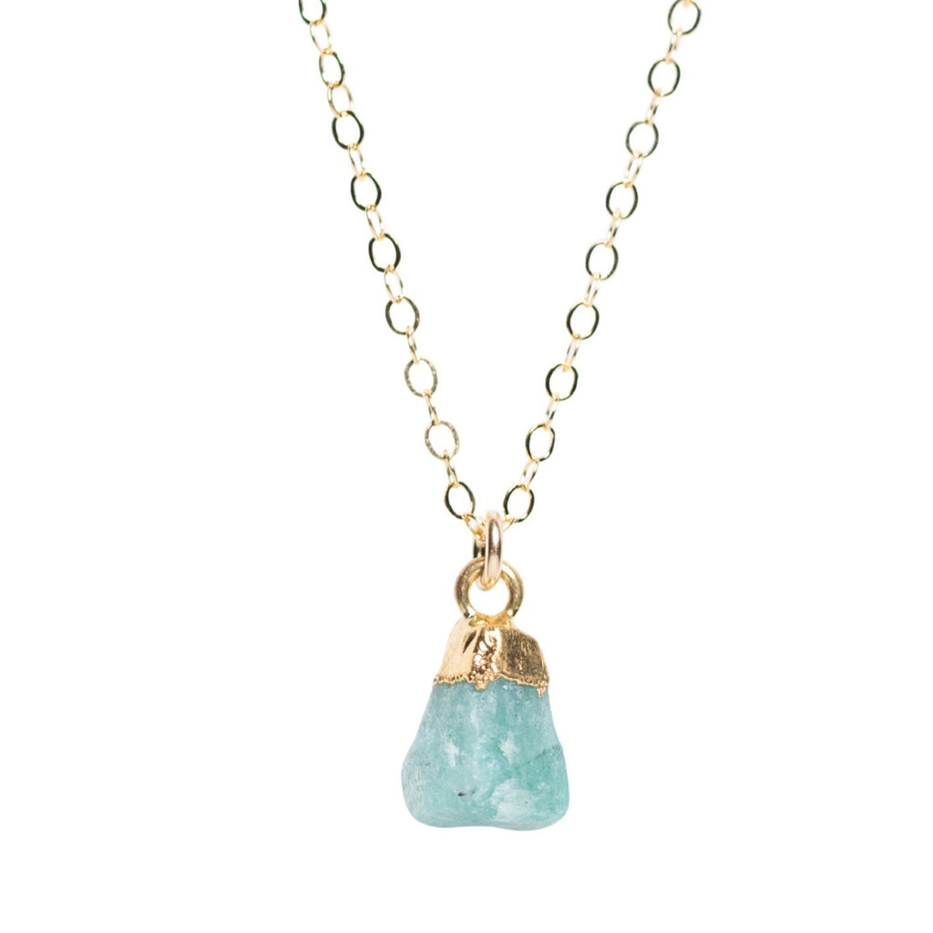 Rough Cut Chrysoprase Necklace Gold