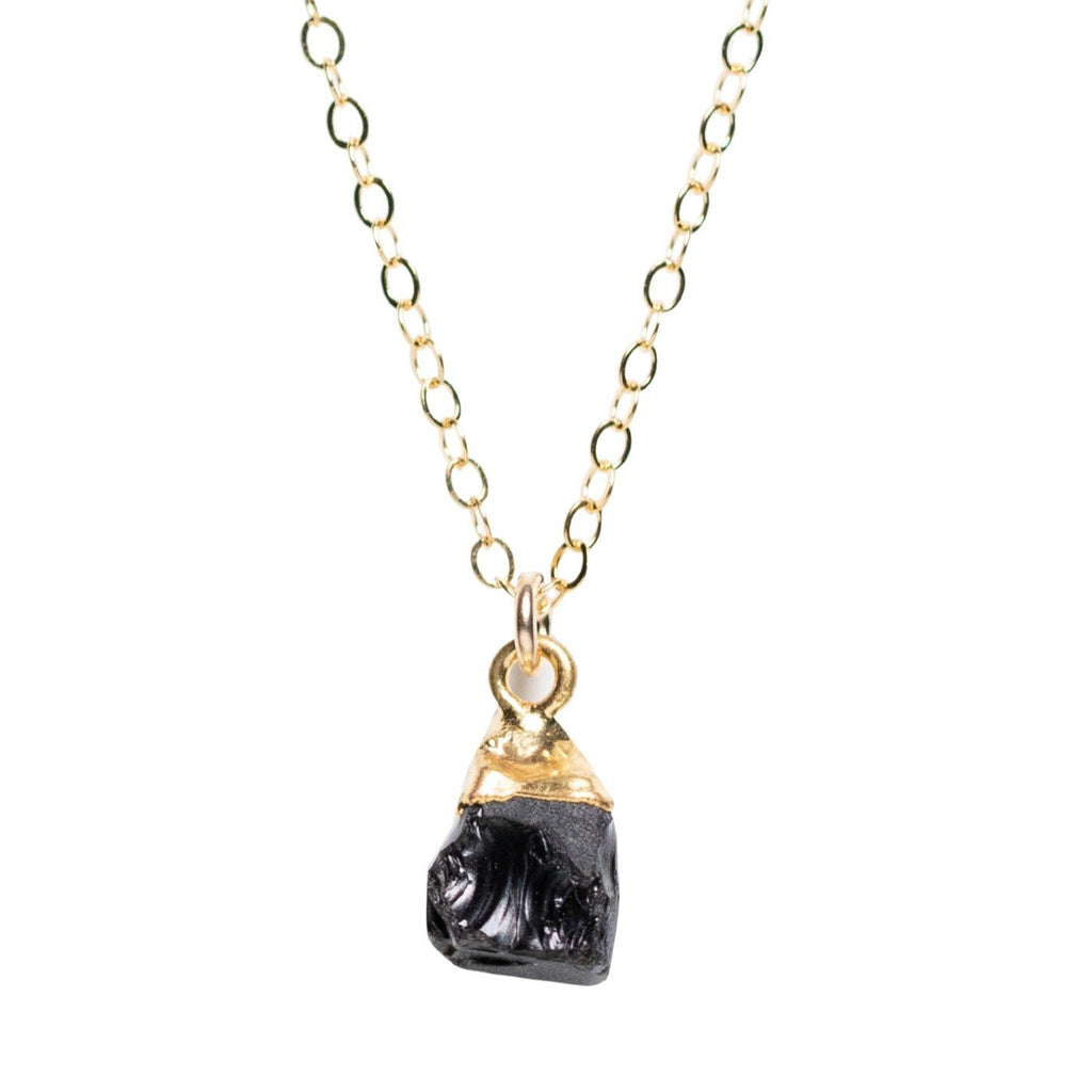 Rough Cut Onyx Necklace Gold