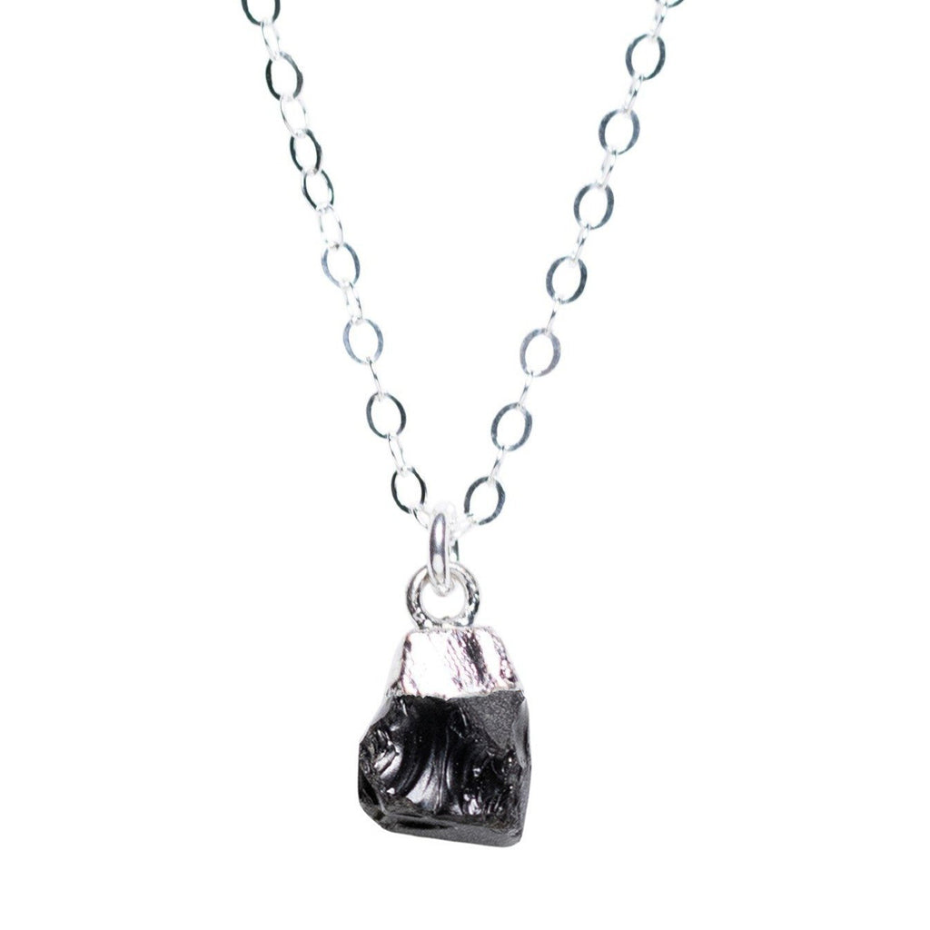 Rough Cut Onyx Necklace Silver