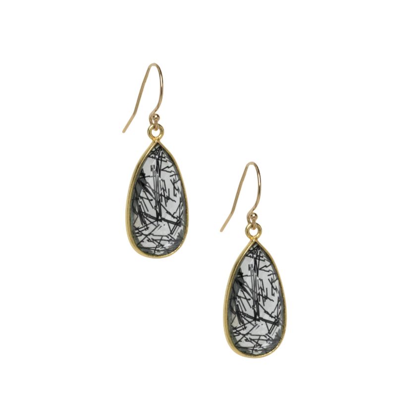 Rutilated Quartz Teardrop Earrings