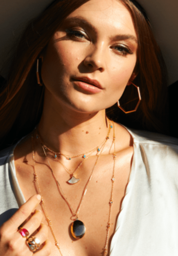 Turquoise Petal Choker in Gold - Waffles & Honey Jewelry