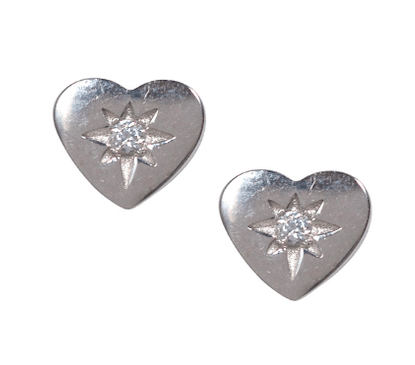 Silver Heart Stud Earrings - Waffles & Honey Jewelry