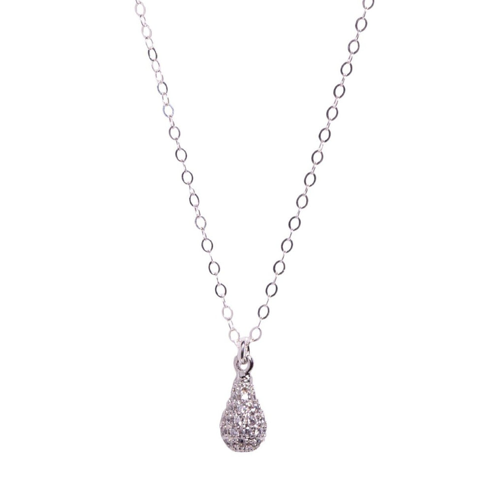 Silver CZ Teardrop Necklace