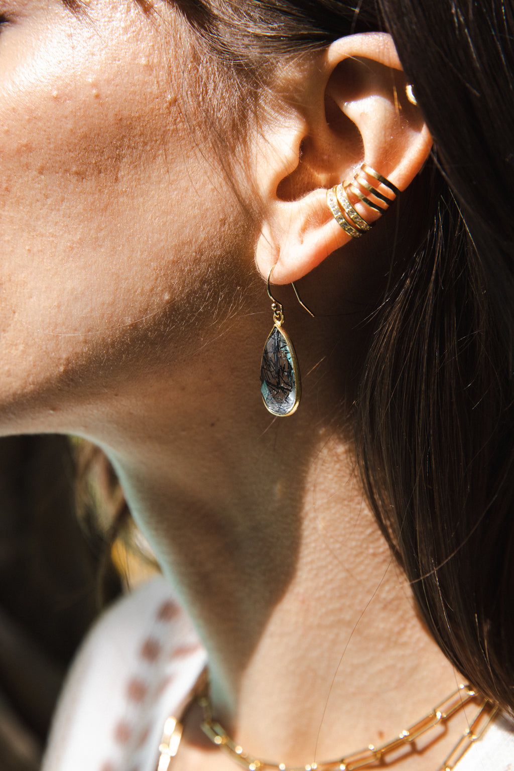 Rutilated Quartz Teardrop Earrings