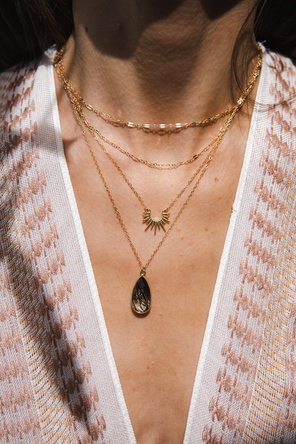 Rutilated Quartz Teardrop Necklace