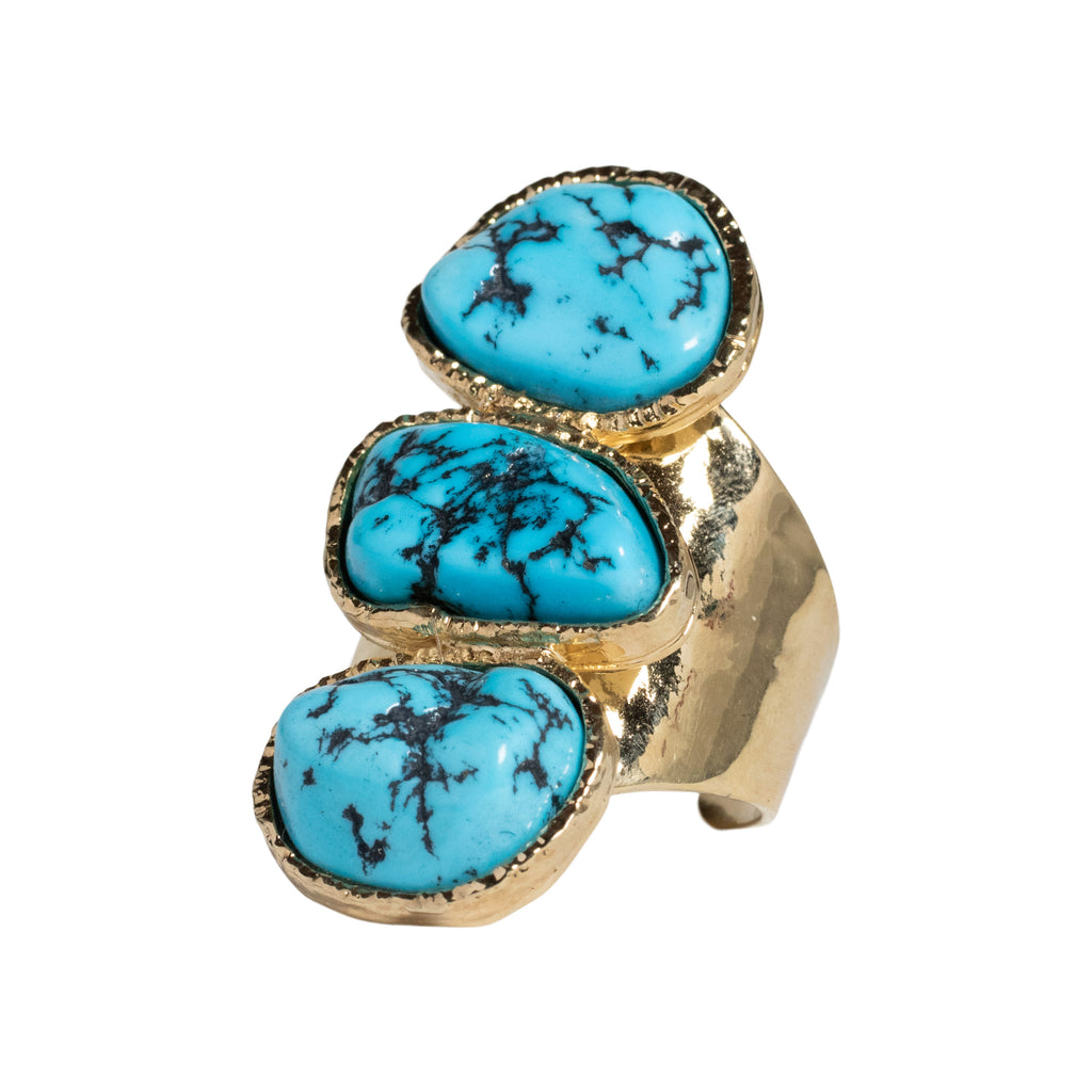 Triple Turquoise Oval Cocktail Ring