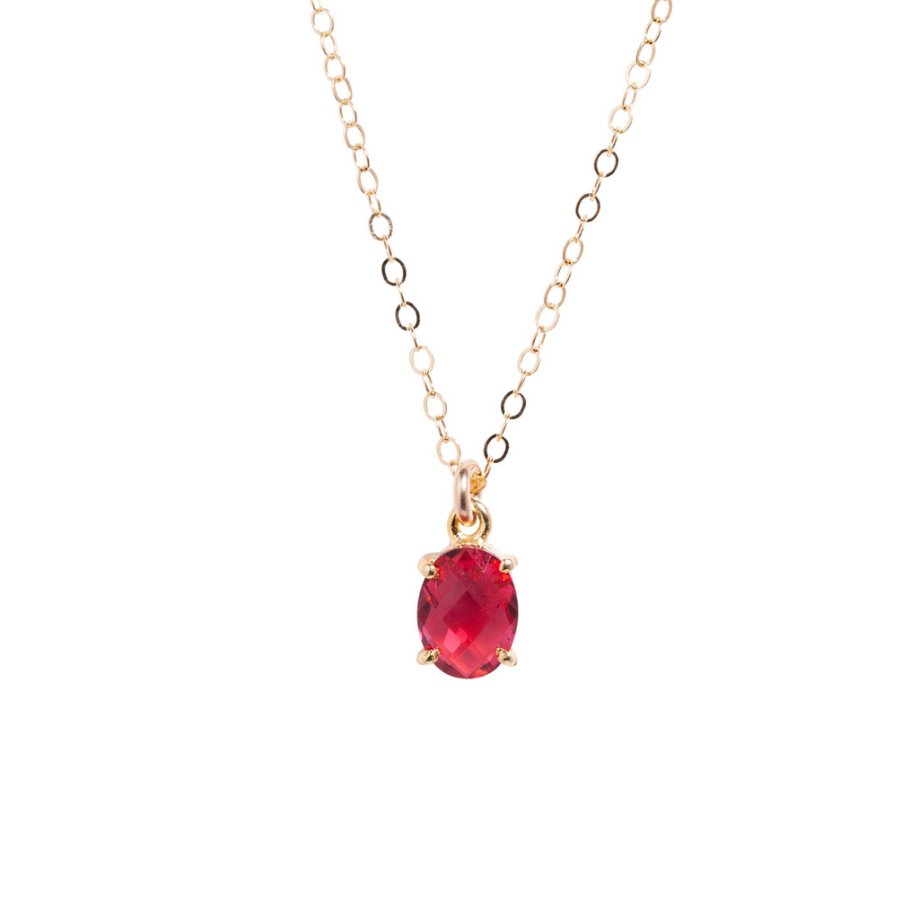 Oval Red Tourmaline Necklace