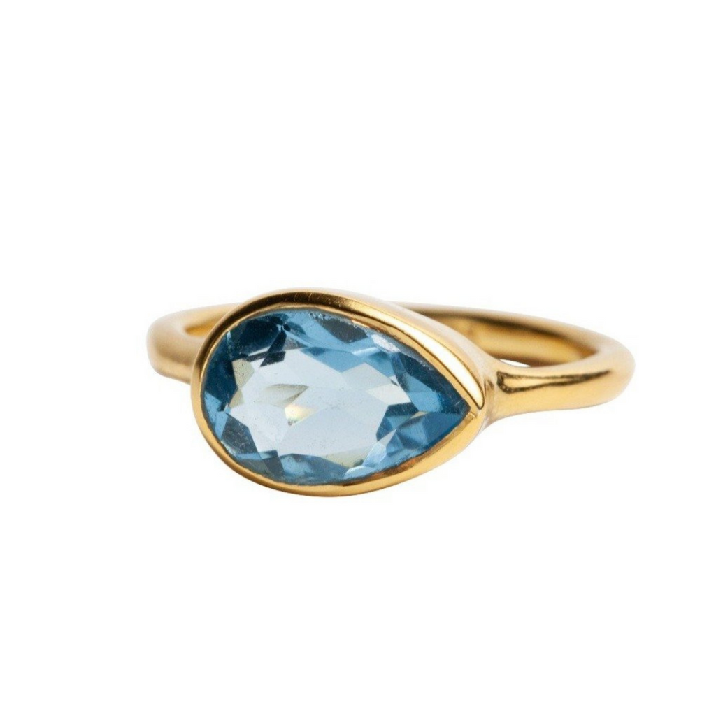 Teardrop Ring in Blue Topaz