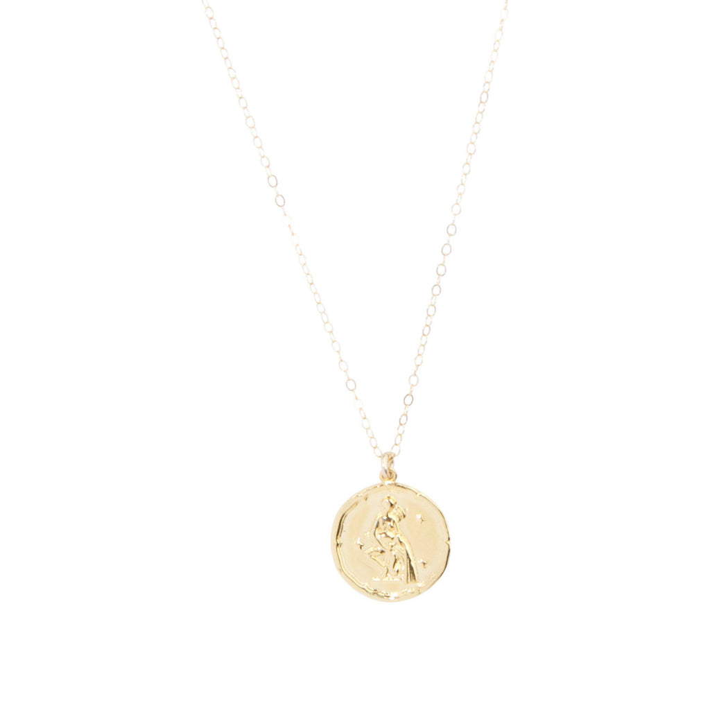 Aquarius Zodiac Necklace in Gold-Necklaces-Waffles & Honey Jewelry-Waffles & Honey Jewelry