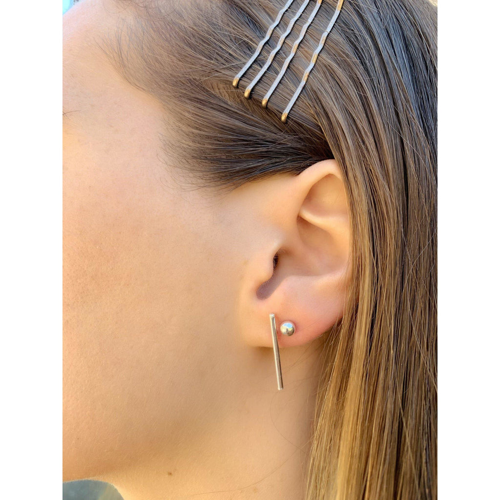 Bar Stud Earrings in Silver-Earrings-Waffles & Honey Jewelry-Waffles & Honey Jewelry