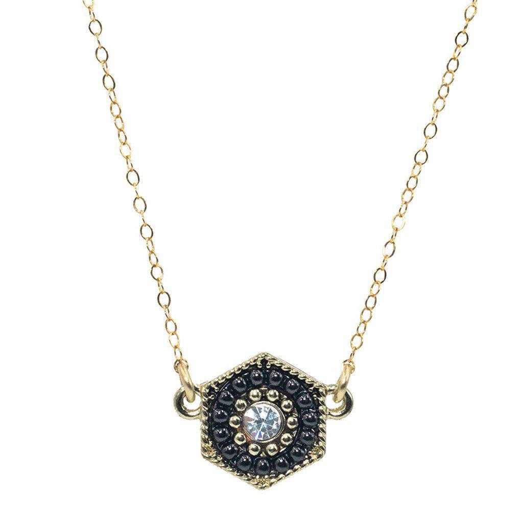 Black Hexagon Necklace-Necklaces-Waffles & Honey Jewelry-Waffles & Honey Jewelry