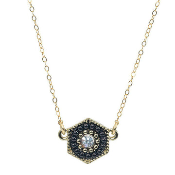 Black Hexagon Necklace-Necklaces-Waffles & Honey Jewelry-Waffles & Honey Jewelry