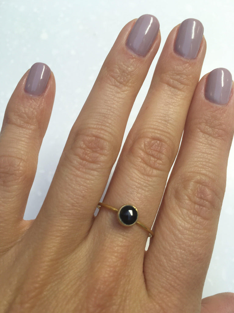 Black Spinel Circle Stacking Ring-Rings-Waffles & Honey Jewelry-Waffles & Honey Jewelry