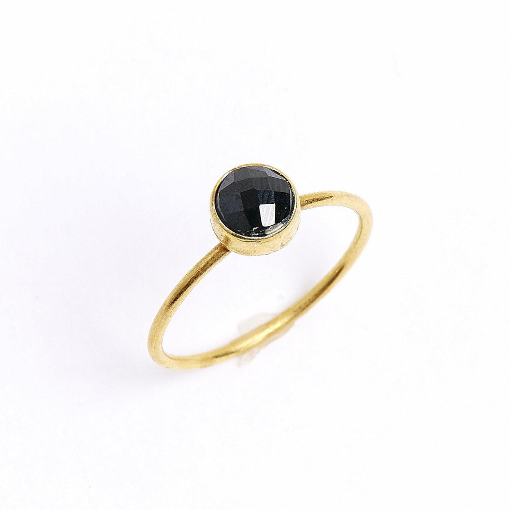 Black Spinel Circle Stacking Ring-Rings-Waffles & Honey Jewelry-Waffles & Honey Jewelry