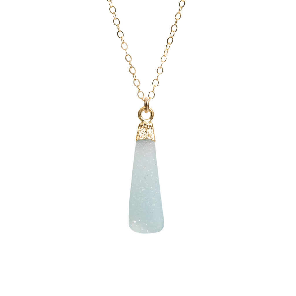 Blue Druzy Teardrop Necklace