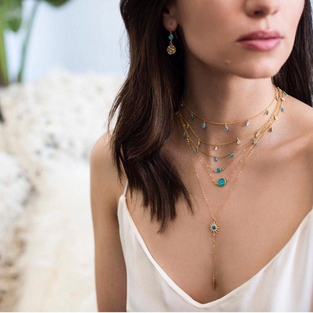 Blue Opal Choker-Necklaces-Waffles & Honey Jewelry-Waffles & Honey Jewelry