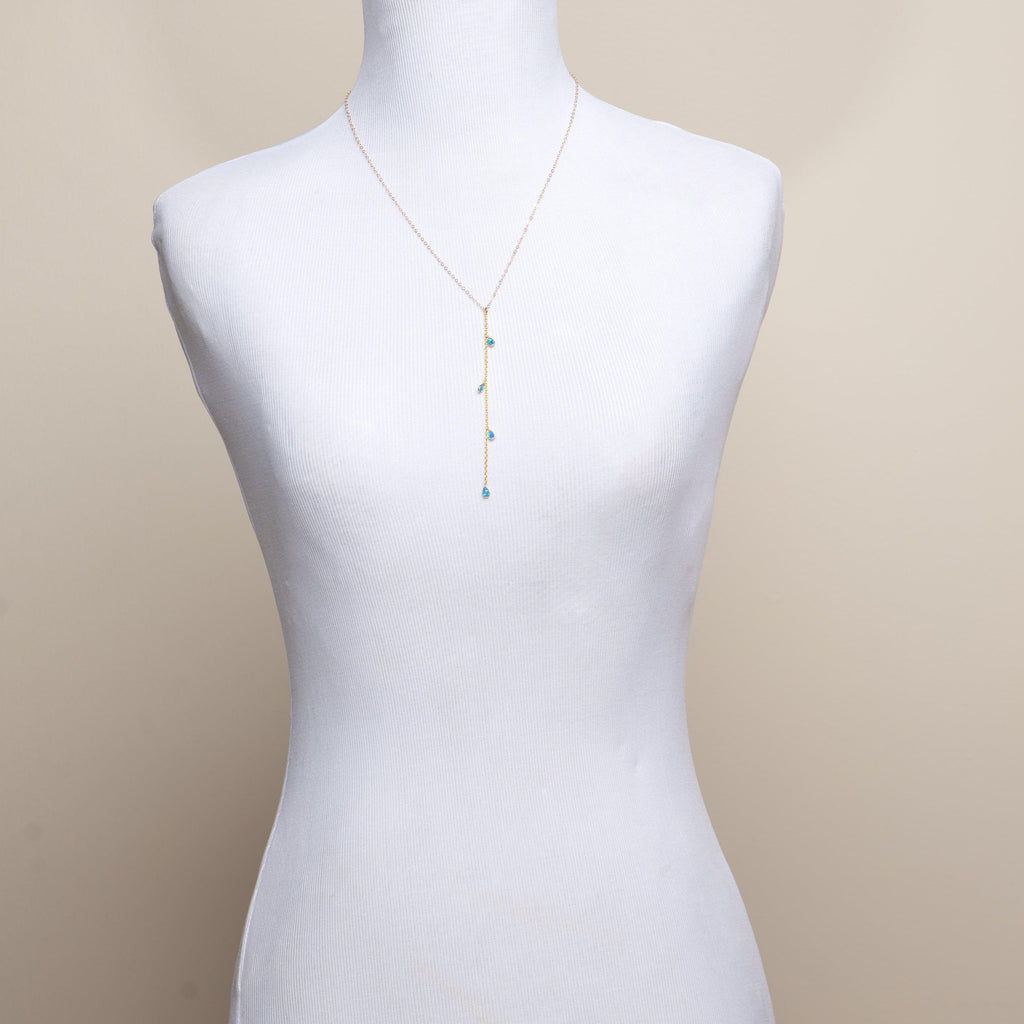 Blue Opal Lariat-Necklaces-Waffles & Honey Jewelry-Waffles & Honey Jewelry