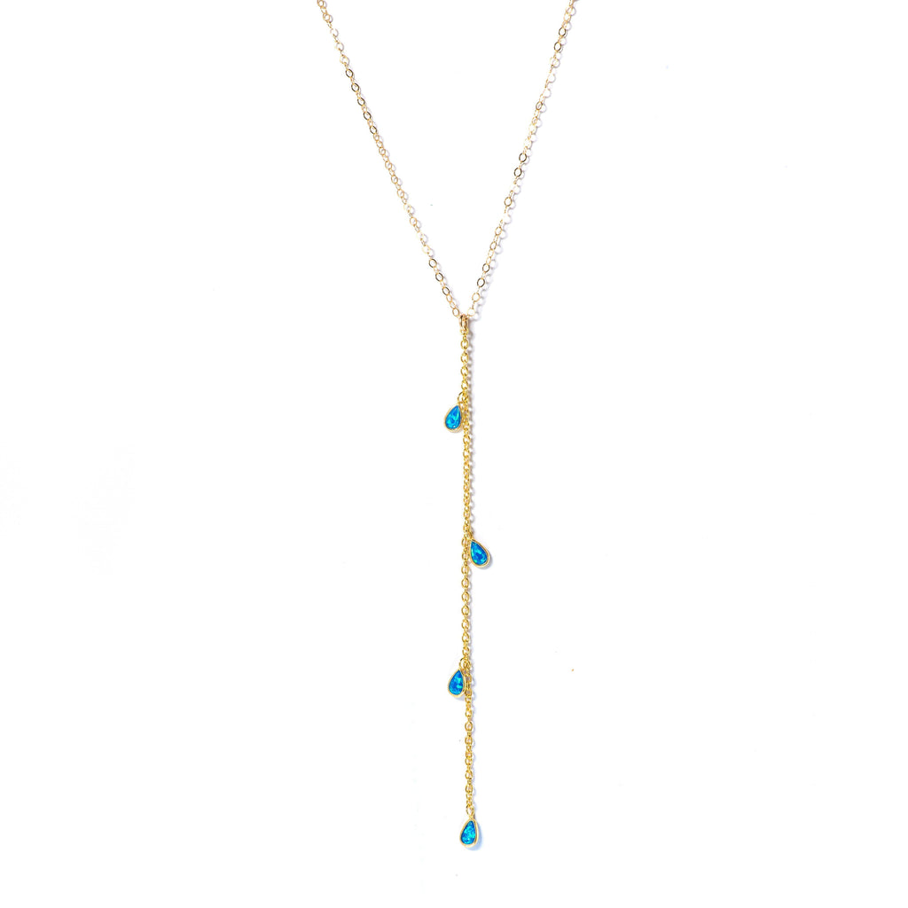 Blue Opal Lariat-Necklaces-Waffles & Honey Jewelry-Waffles & Honey Jewelry