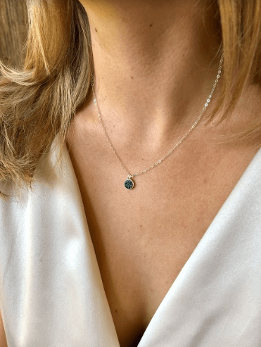 Blue Tinkerbell Druzy Necklace in Silver-Necklaces-Waffles & Honey Jewelry-Waffles & Honey Jewelry