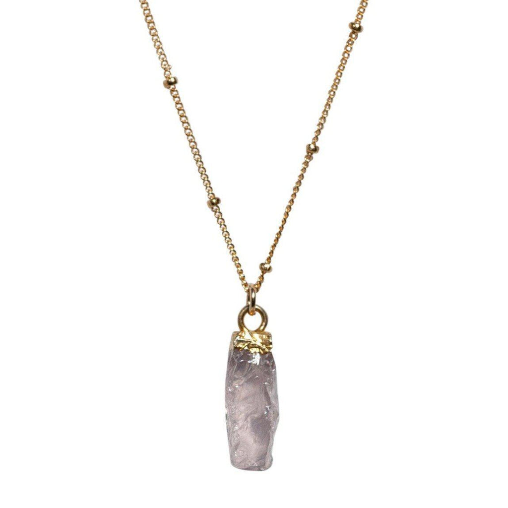 Carly Necklace in Rough Cut Rose Quartz-Necklaces-Waffles & Honey Jewelry-Waffles & Honey Jewelry