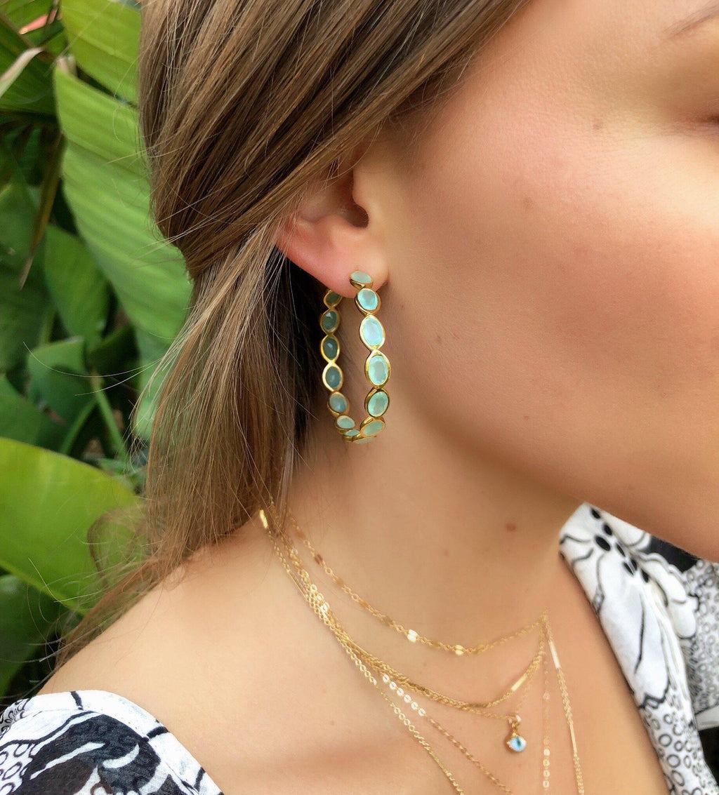 Chalcedony Hoops-Earrings-Waffles & Honey Jewelry-Waffles & Honey Jewelry