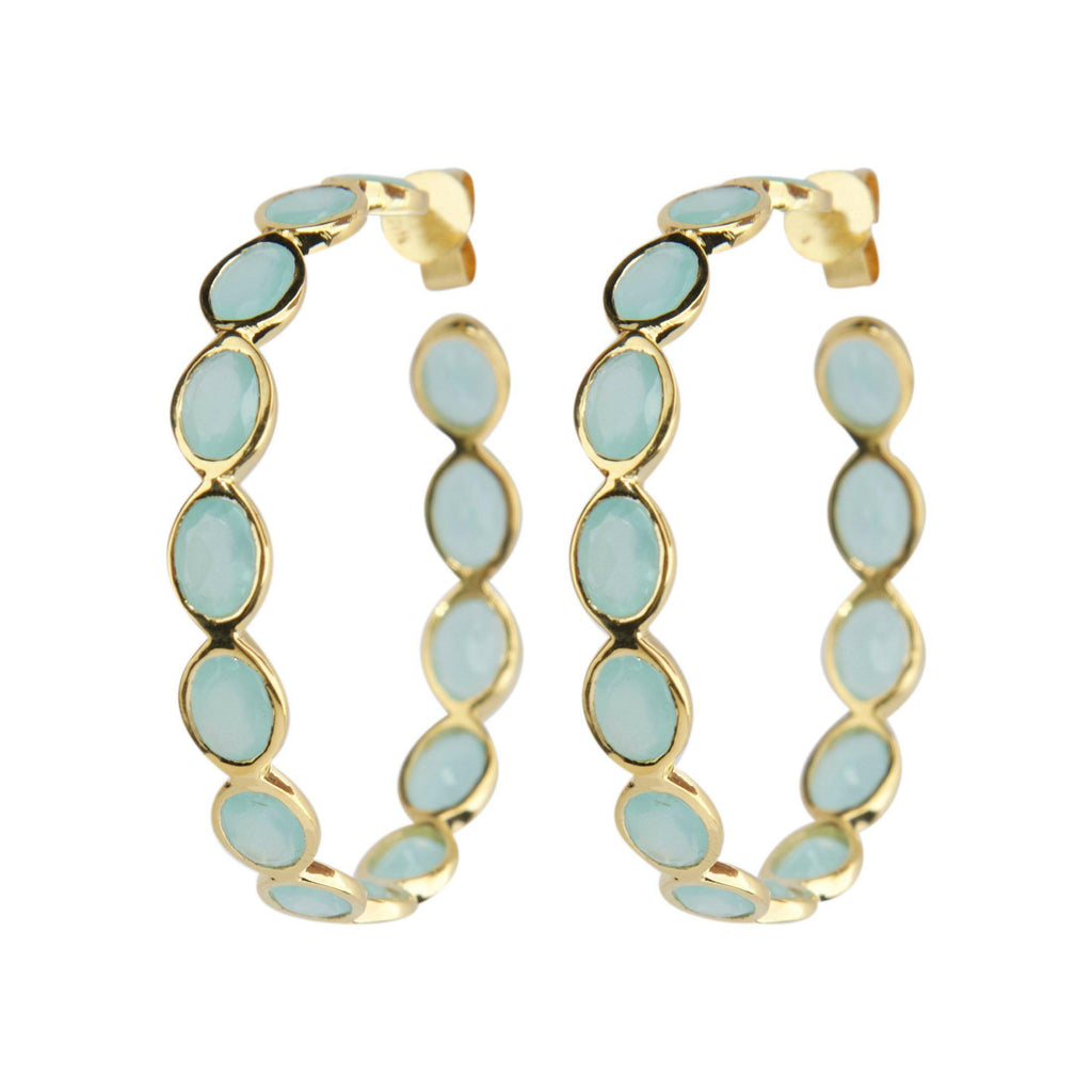 Chalcedony Hoops-Earrings-Waffles & Honey Jewelry-Waffles & Honey Jewelry