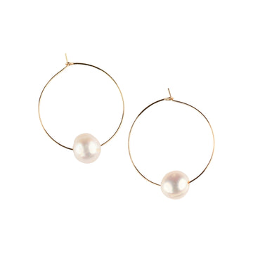 Charlotte Hoops in Pearl-Earrings-Waffles & Honey Jewelry-Waffles & Honey Jewelry