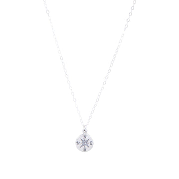 Compass Charm Necklace in Silver-Necklaces-Waffles & Honey Jewelry-Waffles & Honey Jewelry