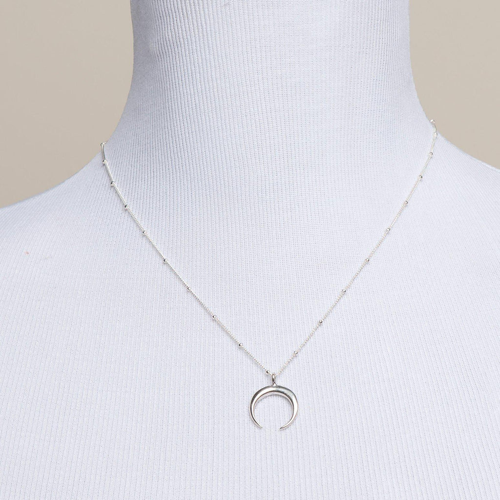 Crescent Necklace in Silver-Necklaces-Waffles & Honey Jewelry-Waffles & Honey Jewelry
