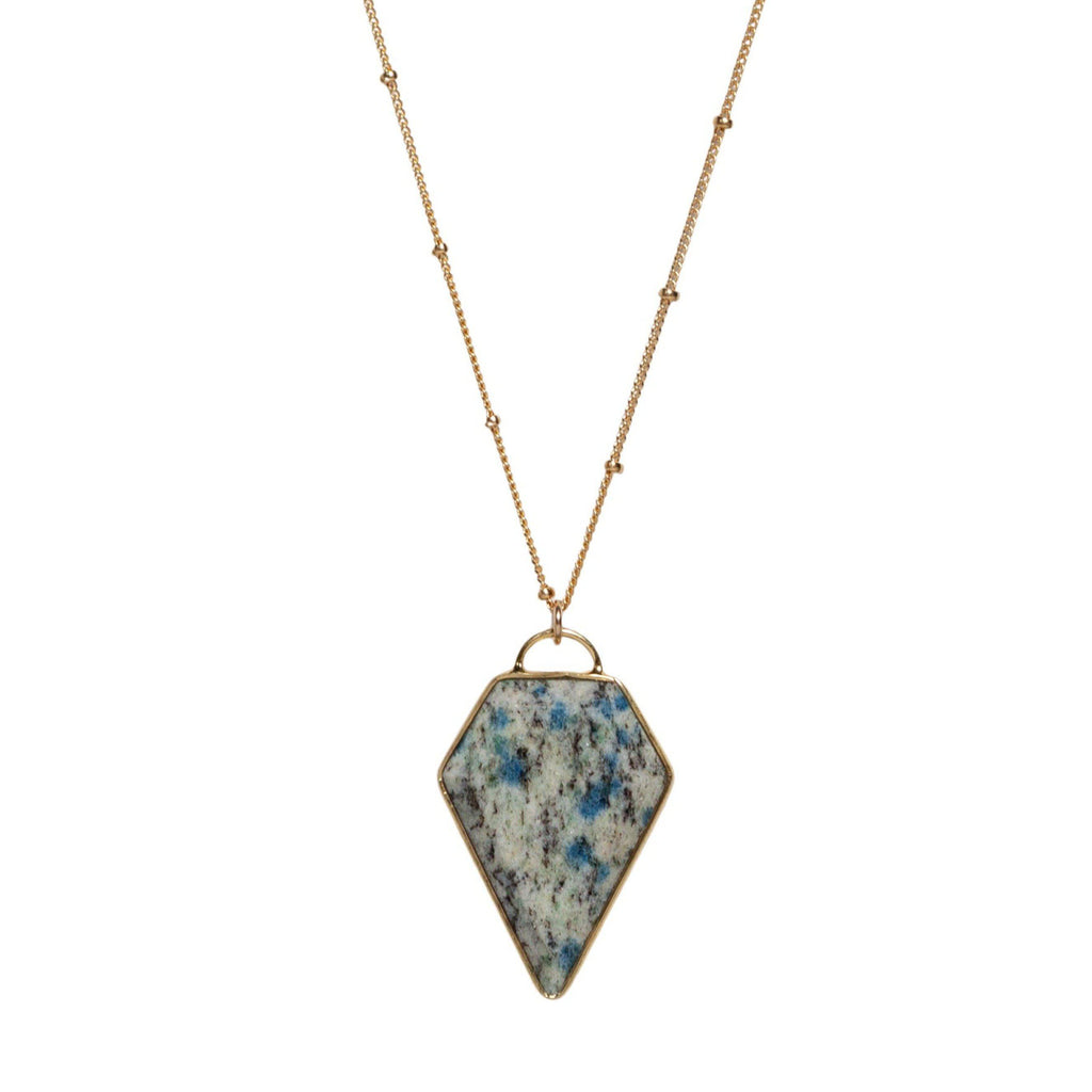 Diamond Necklace in Green Azurite-Necklaces-Waffles & Honey Jewelry-Waffles & Honey Jewelry