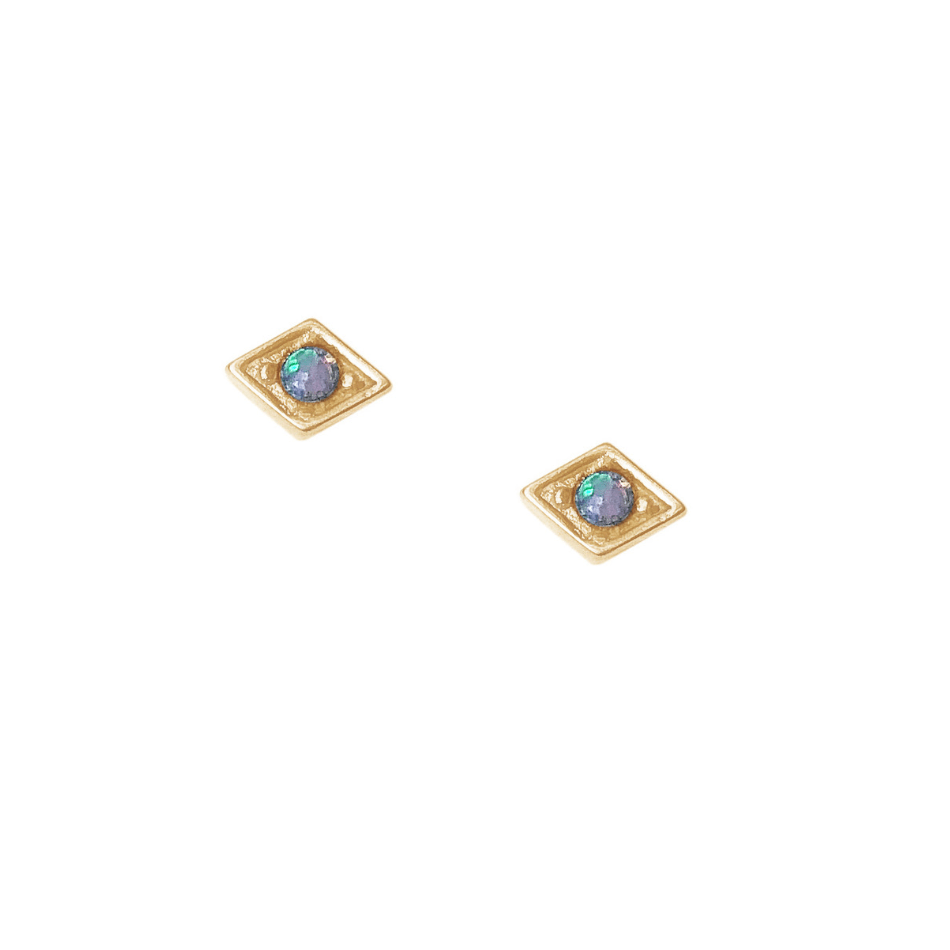 Diamond Studs with Opal-Earrings-Waffles & Honey Jewelry-Waffles & Honey Jewelry