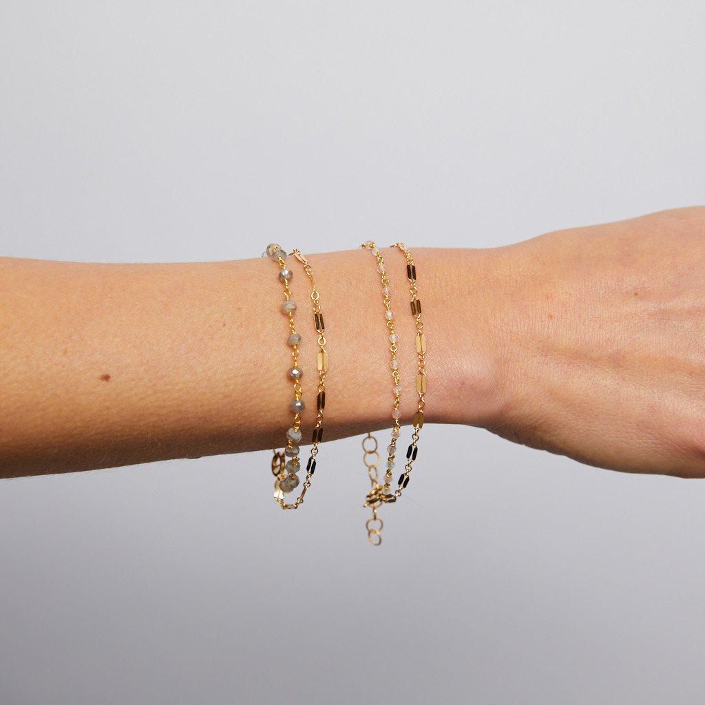 Double Figaro Bracelet in Labradorite-bracelet-Waffles & Honey Jewelry-Waffles & Honey Jewelry