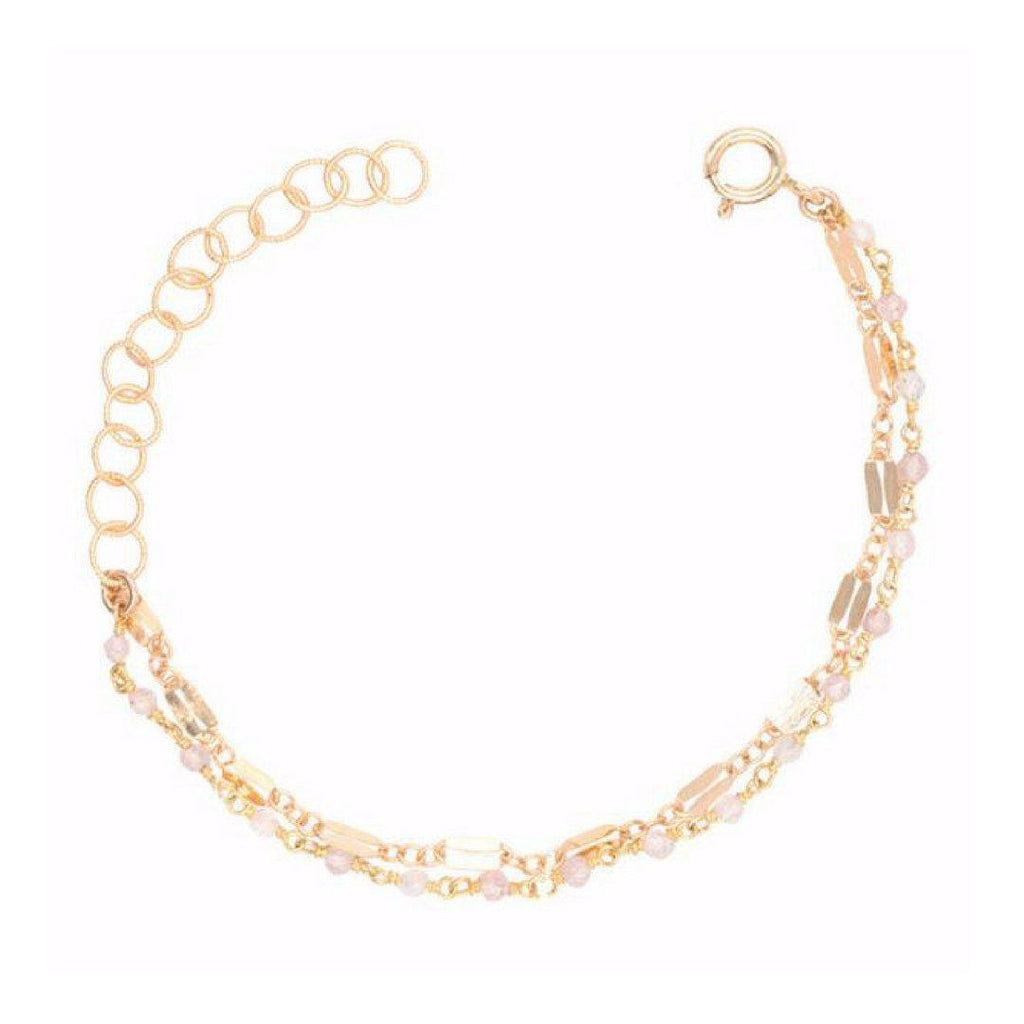 Double Figaro Bracelet in Rose Quartz-bracelet-Waffles & Honey Jewelry-Waffles & Honey Jewelry