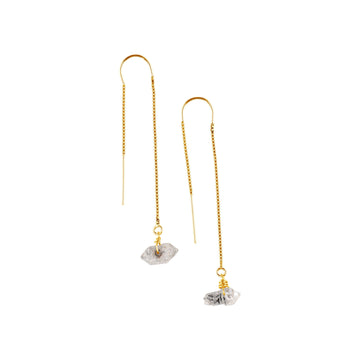 Ear Threaders in Herkimer Diamond-Earrings-Waffles & Honey Jewelry-Waffles & Honey Jewelry