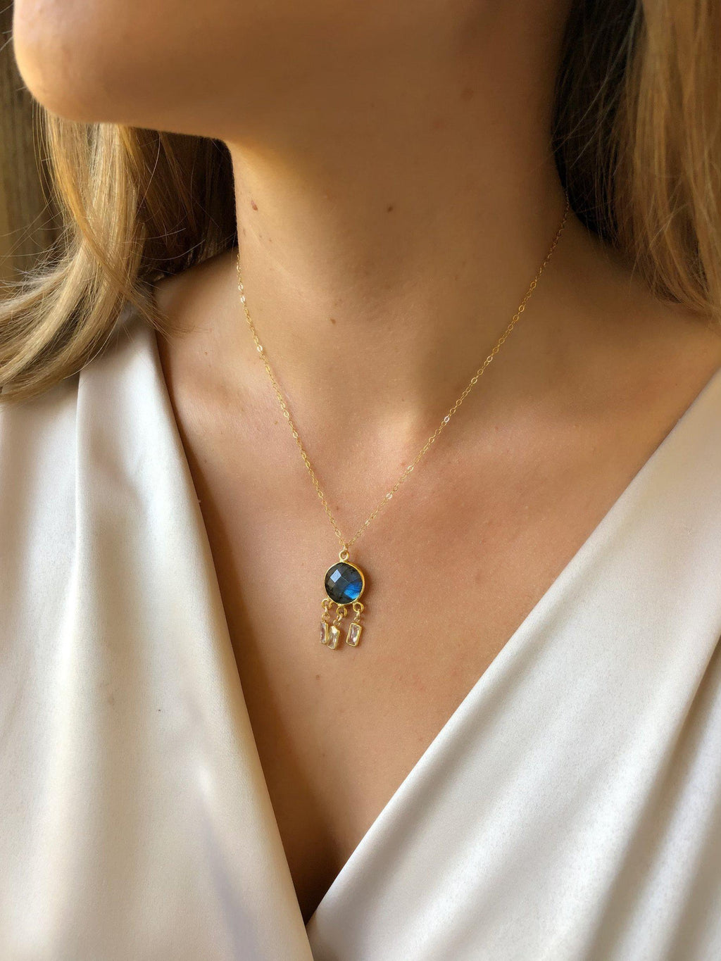 Erin Shaker Necklace in Labradorite-Necklaces-Waffles & Honey Jewelry-Waffles & Honey Jewelry