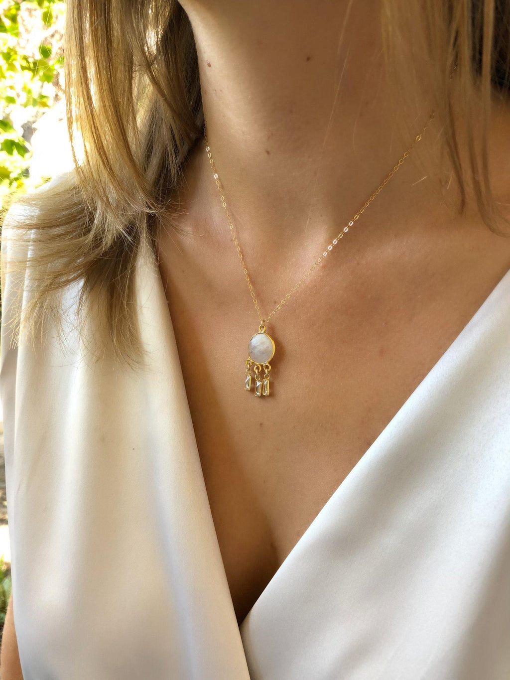 Erin Shaker Necklace in Moonstone-Necklaces-Waffles & Honey Jewelry-Waffles & Honey Jewelry