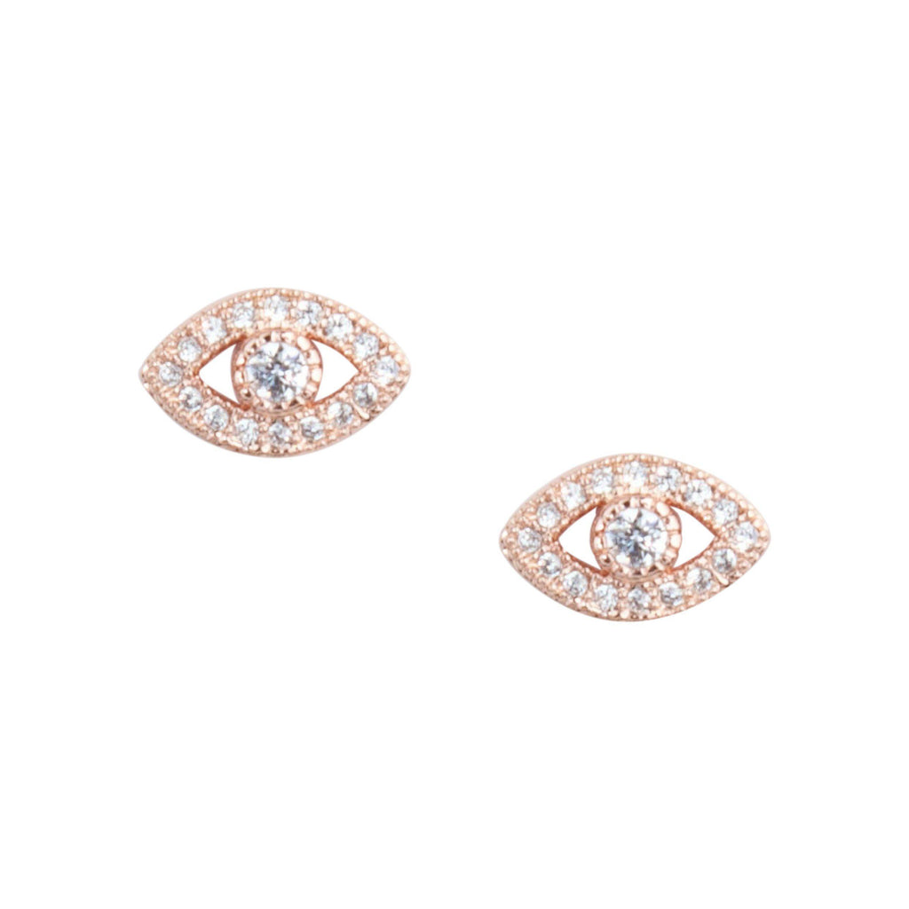 Evil Eye Studs in Rose Gold-Earrings-Waffles & Honey Jewelry-Waffles & Honey Jewelry