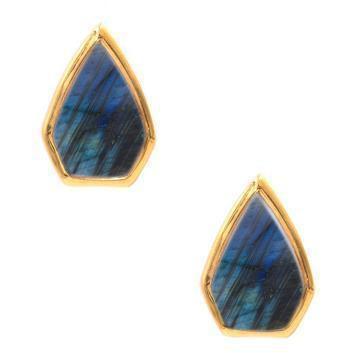 Gemstone Diamond Studs in Labradorite-Earrings-Waffles & Honey Jewelry-Waffles & Honey Jewelry