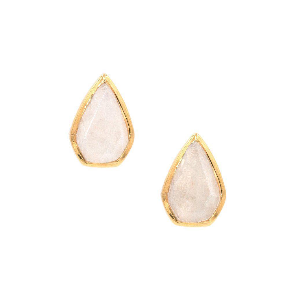Gemstone Diamond Studs in Moonstone-Earrings-Waffles & Honey Jewelry-Waffles & Honey Jewelry